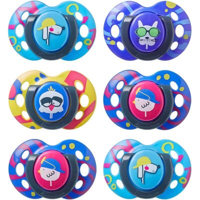 Tommee Tippee Fun Style Soothers, 6-18m, 6 Pack, Symmetrical Orthodontic Design, Tommee Tippee Fun Style Soothers, 6-18m, 6 Pack, Symmetrical Orthodontic Design,