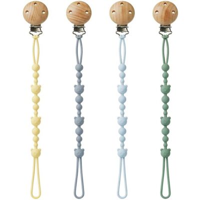 Unbranded 4 Pack Silicone Dummy Clip BPA-Free, Wooden Soother Clips, Anti-Drop Pacifier Cl Unbranded 4 Pack Silicone Dummy Clip BPA-Free, Wooden Soother Clips, Anti-Drop Pacifier Cl