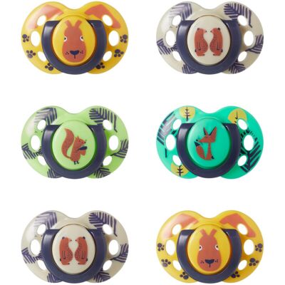 Tommee Tippee Fun Soothers, 18-36m, 6 Pack, Symmetrical Silicone Teat, Orthodont Tommee Tippee Fun Soothers, 18-36m, 6 Pack, Symmetrical Silicone Teat, Orthodont