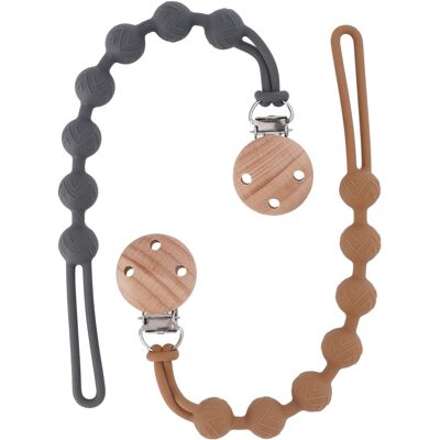 EYOGO Silicone Dummy Clip for Baby Boys and Girls, One Piece Pacifier Clips, Wooden So EYOGO Silicone Dummy Clip for Baby Boys and Girls, One Piece Pacifier Clips, Wooden So