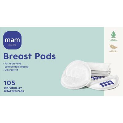 MAM Breast Pads with Fixing Strip Pack of 105 Suitable for All Breast Sizes MAM Breast Pads with Fixing Strip Pack of 105 Suitable for All Breast Sizes