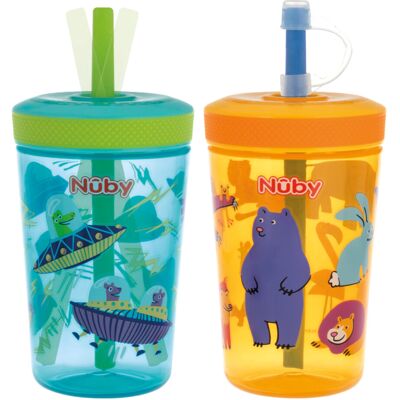 Nuby Thirsty Kids Super Sipper No-Spill Toddler Cup with 360 Silicone Valve & Sw Nuby Thirsty Kids Super Sipper No-Spill Toddler Cup with 360 Silicone Valve & Sw