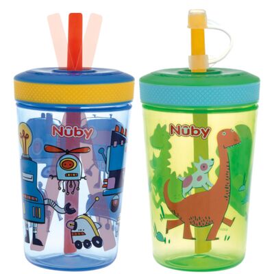 Nuby Thirsty Kids Super Sipper - 14oz No-Spill Toddler Cup with 360 Silicone Val Nuby Thirsty Kids Super Sipper - 14oz No-Spill Toddler Cup with 360 Silicone Val
