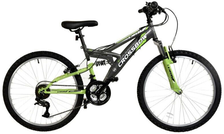 Dallingridge DRB Crossbow Mountain Bike Junior Full Suspension 24" Wheel Grey Green