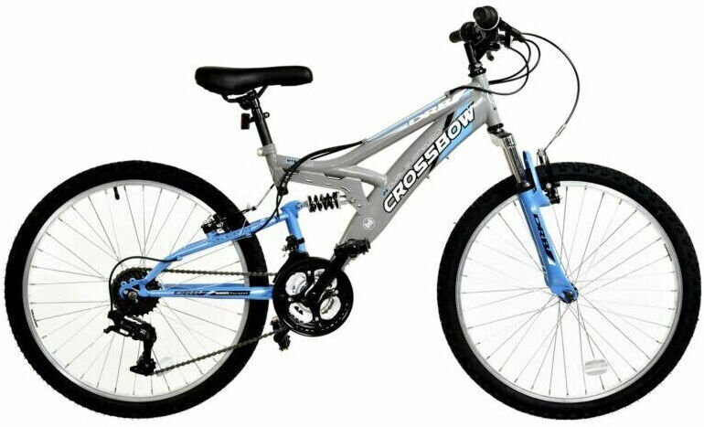 Dallingridge DRB Crossbow Mountain Bike Junior Full Suspension 24" Wheel Grey Blue