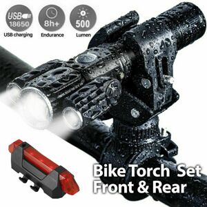 Unbranded Rechargeable LED Mountain Bike Lights Bicycle Torch Front Rear LampSet Unbranded Rechargeable LED Mountain Bike Lights Bicycle Torch Front Rear LampSet