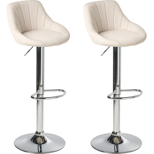 Beliani Set of 2 Bar Stools LUCCA Fabric Swivel Light Beige Beliani Set of 2 Bar Stools LUCCA Fabric Swivel Light Beige