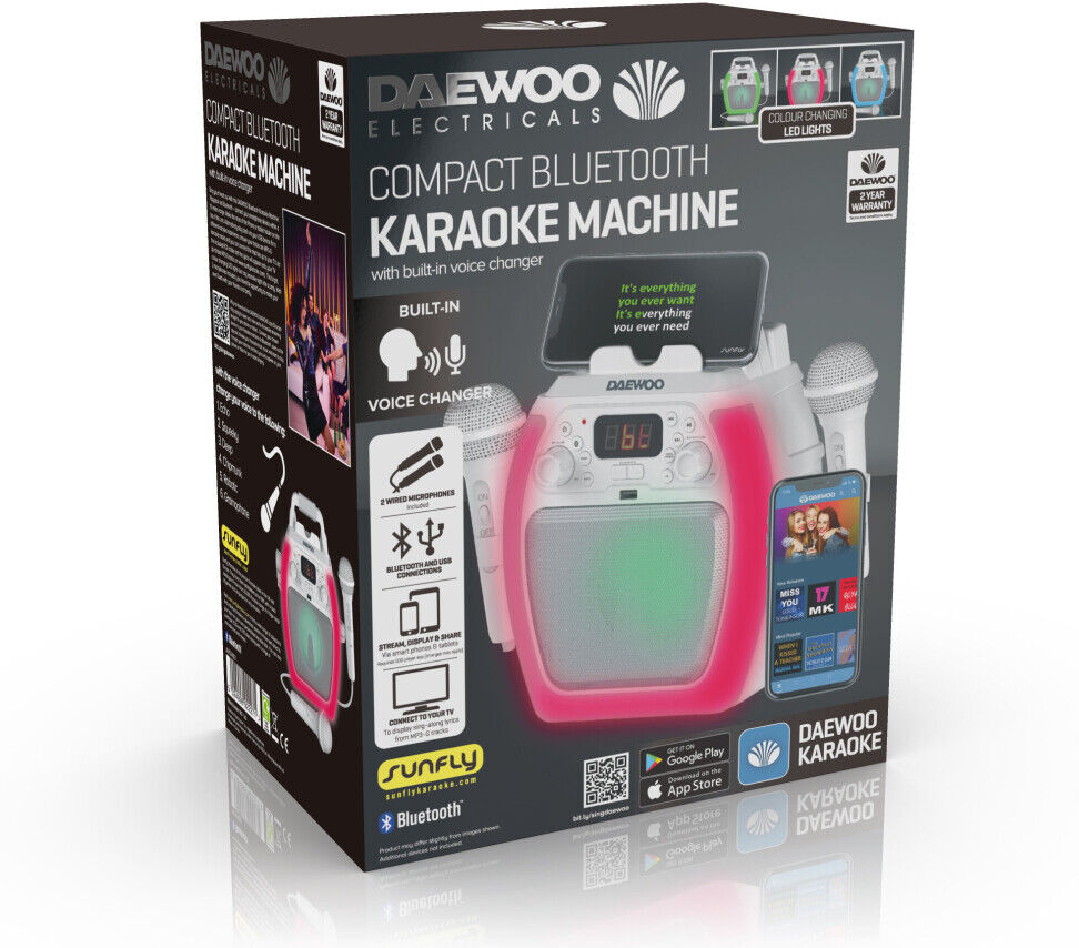 Daewoo COMPACT BLUETOOTH KARAOKE MACHINE BUILT IN VOICE CHANGER