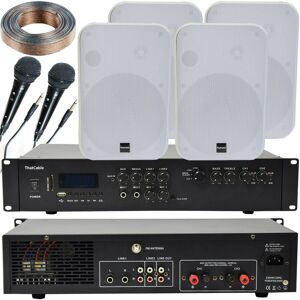 Loops 400W Bluetooth Sound System 4x White 200W Wall Speaker Karaoke Amp & Microphones Loops 400W Bluetooth Sound System 4x White 200W Wall Speaker Karaoke Amp & Microphones