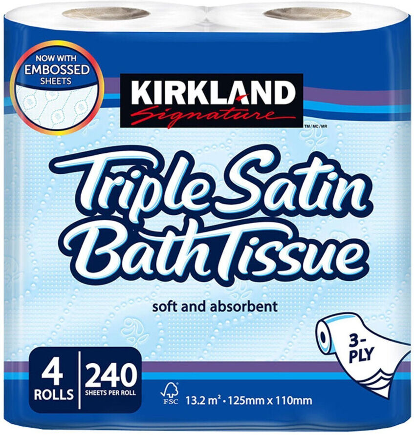 Kirkland Signature Soft and Absorbent Triple Satin Premium Bath Toilet Tissue Pa