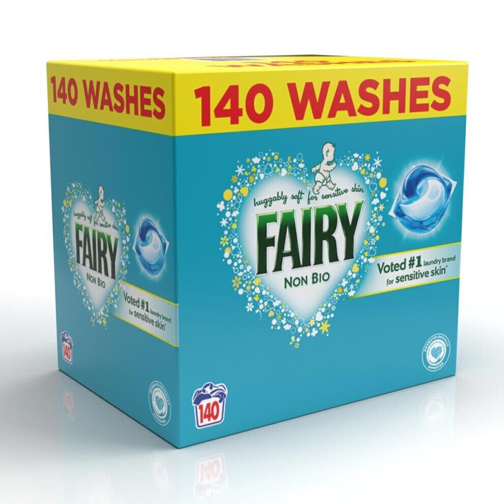 Fairy Non Bio Pods, 140 Count Laundry  Capsule Liquid Detergent