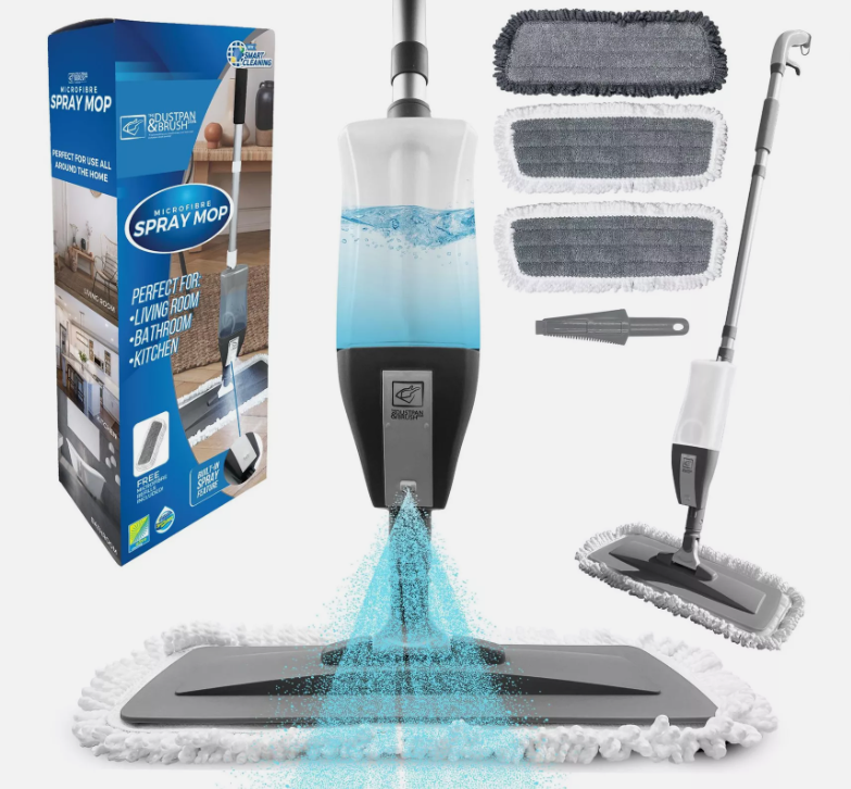 The Dustpan & Brush Store Spray Mop Floor Cleaner Water Spraying Replacement Pad Microfibre Head