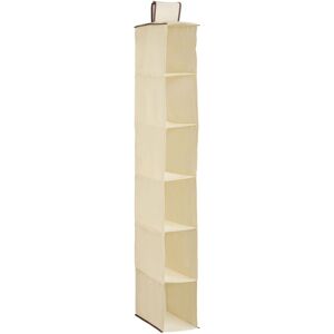 Premier Housewares PF-1901133 6-Section Hanging Shoe Organiser, Cream with Brown Trim, Velcro Rail Premier Housewares PF-1901133 6-Section Hanging Shoe Organiser, Cream with Brown Trim, Velcro Rail