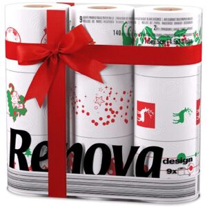 Renova White Print 2-Ply Christmas Toilet Paper Rolls - 9 Roll Pack Renova White Print 2-Ply Christmas Toilet Paper Rolls - 9 Roll Pack