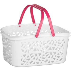 Premier Housewares Storage Basket White Plastic, Hot Pink Handle, 4.5 Litre Premier Housewares Storage Basket White Plastic, Hot Pink Handle, 4.5 Litre