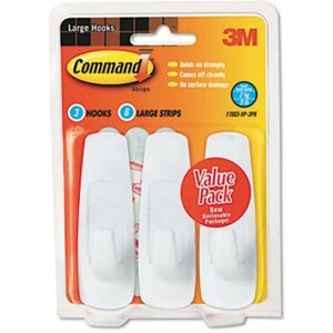 3M 17003VP3PK Scotch Command Adhesive Hook Value Pack Large Holds 5-lb White 3M 17003VP3PK Scotch Command Adhesive Hook Value Pack Large Holds 5-lb White