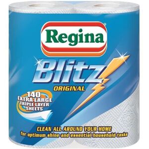4 x Twin Packs Regina Blitz 3 Ply Kitchen Roll - 8 Kitchen Rolls Bundle 4 x Twin Packs Regina Blitz 3 Ply Kitchen Roll - 8 Kitchen Rolls Bundle