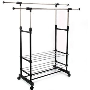 Unbranded Adjustable Black Clothes Rail Garment Hanging Stand With Shoe Rack Unbranded Adjustable Black Clothes Rail Garment Hanging Stand With Shoe Rack