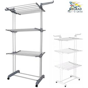 HYGRAD (White) Folding Clothes Airer Horse 3 Tier Rolling Casters Drying Rack Hanging G HYGRAD (White) Folding Clothes Airer Horse 3 Tier Rolling Casters Drying Rack Hanging G