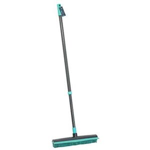 Unbranded JVL Indoor Extendable Rubber Bristle Brush Broom with Squeegee, Grey/Turquoise Unbranded JVL Indoor Extendable Rubber Bristle Brush Broom with Squeegee, Grey/Turquoise