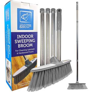 TDBS THE DUSTPAN AND BRUSH STORE Soft Broom Indoor Sweeping Brush with Stainless Steel Handle Grey TDBS THE DUSTPAN AND BRUSH STORE Soft Broom Indoor Sweeping Brush with Stainless Steel Handle Grey