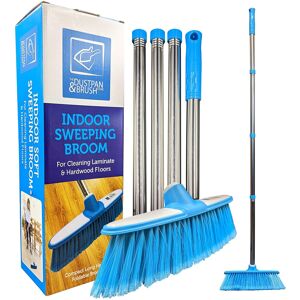 TDBS THE DUSTPAN AND BRUSH STORE Soft Broom Indoor Sweeping Brush with Stainless Steel Handle Blue TDBS THE DUSTPAN AND BRUSH STORE Soft Broom Indoor Sweeping Brush with Stainless Steel Handle Blue