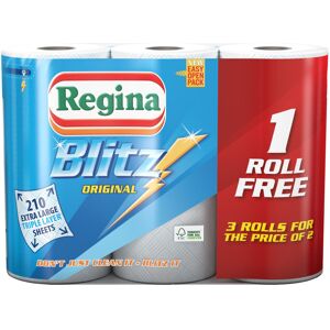 3 Rolls Of Regina Blitz 3ply Kitchen Paper Towels - 70 Sheets Per Roll 3 Rolls Of Regina Blitz 3ply Kitchen Paper Towels - 70 Sheets Per Roll