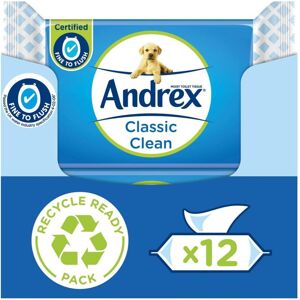 Andrex Washlets- Classic Clean Flushable Toilet Wipes Biodegradable Wet Wipes 12 Andrex Washlets- Classic Clean Flushable Toilet Wipes Biodegradable Wet Wipes 12
