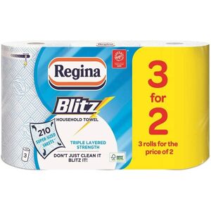Regina Blitz Kitchen Towel Extra Large Roll 3ply Super Absorbent Paper, Pack of Regina Blitz Kitchen Towel Extra Large Roll 3ply Super Absorbent Paper, Pack of