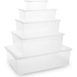 URBN Living (4, Size 2 - 33 x 19.5 x 11) Plastic Stackable Storage Boxes + Lids Containers URBN Living (4, Size 2 - 33 x 19.5 x 11) Plastic Stackable Storage Boxes + Lids Containers