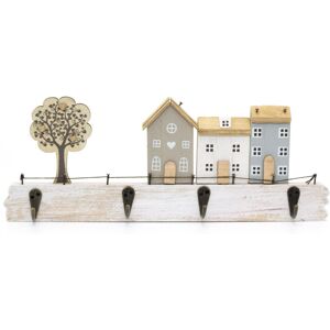 Carousel Home 34cm Shabby Chic House Design Wall Mounted Hanger Hooks Street Scene Wooden Ha Carousel Home 34cm Shabby Chic House Design Wall Mounted Hanger Hooks Street Scene Wooden Ha