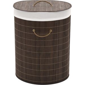 vidaXL Bamboo Laundry Bin Oval Dark Brown Clothes Storage Basket Hamper Unit vidaXL Bamboo Laundry Bin Oval Dark Brown Clothes Storage Basket Hamper Unit