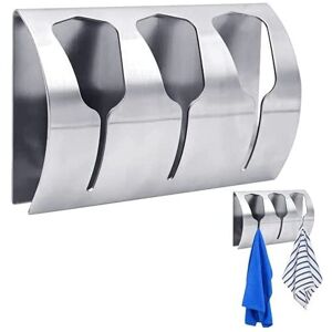 Yibang Triple Self Adhesive Towel Holders, 3 Hooks Stainless Steel Wall Mount Rack Towe Yibang Triple Self Adhesive Towel Holders, 3 Hooks Stainless Steel Wall Mount Rack Towe
