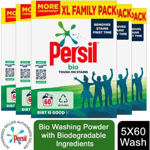5x Persil Bio Washing Powder with Biodegradable Ingredients, 3kg, 60W 5x Persil Bio Washing Powder with Biodegradable Ingredients, 3kg, 60W