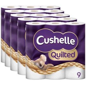 Cushelle Quilted 9 Roll Toilet Roll Tissue Paper (5 Packs (45 Rolls)) Cushelle Quilted 9 Roll Toilet Roll Tissue Paper (5 Packs (45 Rolls))