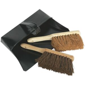 Loops Metal Dustpan & Brushes Set - 2 Brushes - Hard and Soft Bristles - Carry Handle Loops Metal Dustpan & Brushes Set - 2 Brushes - Hard and Soft Bristles - Carry Handle