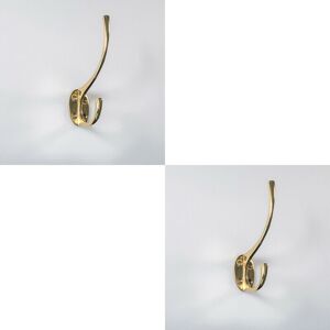 Loops 2x Victorian Hat & Coat Hook on Oval Backplate 64mm Projection Polished Brass Loops 2x Victorian Hat & Coat Hook on Oval Backplate 64mm Projection Polished Brass