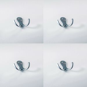 Loops 4x Victorian One Piece Double Bathroom Robe Hook 26mm Projection Satin Chrome Loops 4x Victorian One Piece Double Bathroom Robe Hook 26mm Projection Satin Chrome