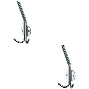 Loops 2x Slimline Hat & Double Coat Hook 35mm Projection Bright Stainless Steel Loops 2x Slimline Hat & Double Coat Hook 35mm Projection Bright Stainless Steel