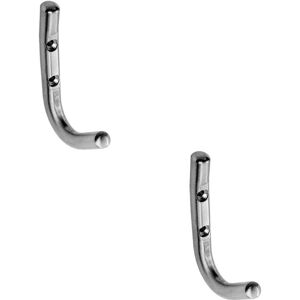 Loops 2x Slimline One Piece Coat Hook 55mm Projection Satin Stainless Steel Loops 2x Slimline One Piece Coat Hook 55mm Projection Satin Stainless Steel