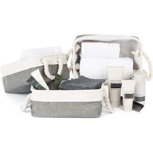 (3PCS MEDIUM ) LIVIVO Large Canvas Storage Baskets Fabric Cotton Rope Handle Box (3PCS MEDIUM ) LIVIVO Large Canvas Storage Baskets Fabric Cotton Rope Handle Box