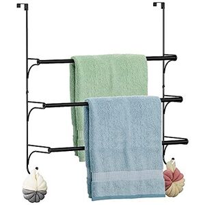 BERYLX Over the Door Towel Rail - 3 Tier Bathroom Hanging Towel Rack with 2 Hooks - Exp BERYLX Over the Door Towel Rail - 3 Tier Bathroom Hanging Towel Rack with 2 Hooks - Exp