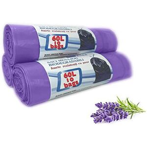 Merve Pack Scented Bin Bags Biodegradable, Very Strong, Set 3 Rolls Counts 30 bags, 60L Lav Merve Pack Scented Bin Bags Biodegradable, Very Strong, Set 3 Rolls Counts 30 bags, 60L Lav