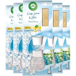 Air Wick Reed Diffuser, Crisp Linen And Lilac, 33 ml, Pack of 5 – Natural Essent Air Wick Reed Diffuser, Crisp Linen And Lilac, 33 ml, Pack of 5 – Natural Essent
