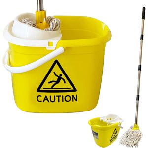 TDBS THE DUSTPAN AND BRUSH STORE Mop Bucket Set 12L Wringer Cotton Head Handle Industrial Caution Floor TDBS THE DUSTPAN AND BRUSH STORE Mop Bucket Set 12L Wringer Cotton Head Handle Industrial Caution Floor