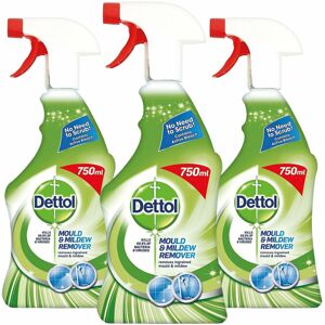 Dettol Mould & Mildew Remover Spray 3 x 750ml — Powerful Bleach, kills 99.9% bac Dettol Mould & Mildew Remover Spray 3 x 750ml — Powerful Bleach, kills 99.9% bac