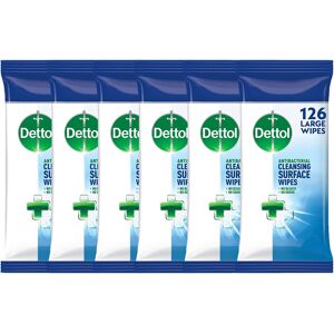 Dettol Wipes Antibacterial Bulk Surface Cleaning, Multipack of 6 x 126, Total 75 Dettol Wipes Antibacterial Bulk Surface Cleaning, Multipack of 6 x 126, Total 75