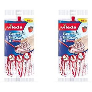 Vileda 2 pieces SuperMocio Microfibre & Power Mop Head, Fiber, Multicoloured, 7x Vileda 2 pieces SuperMocio Microfibre & Power Mop Head, Fiber, Multicoloured, 7x