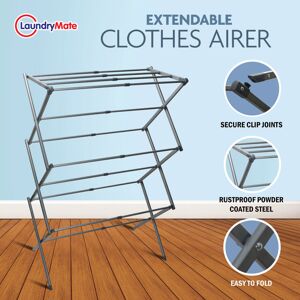 Laundry Mate 3 Tier Extendable Clothes Airer Metal Laundry Drying Rack Indoor Outdoor Drier Laundry Mate 3 Tier Extendable Clothes Airer Metal Laundry Drying Rack Indoor Outdoor Drier