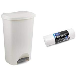 Addis Everyday Family Pedal Bin, 50 Litre, Linen Cream + 20x Liners Addis Everyday Family Pedal Bin, 50 Litre, Linen Cream + 20x Liners